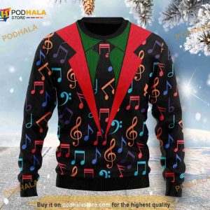 Colorful Music Notes Ugly Christmas Sweater