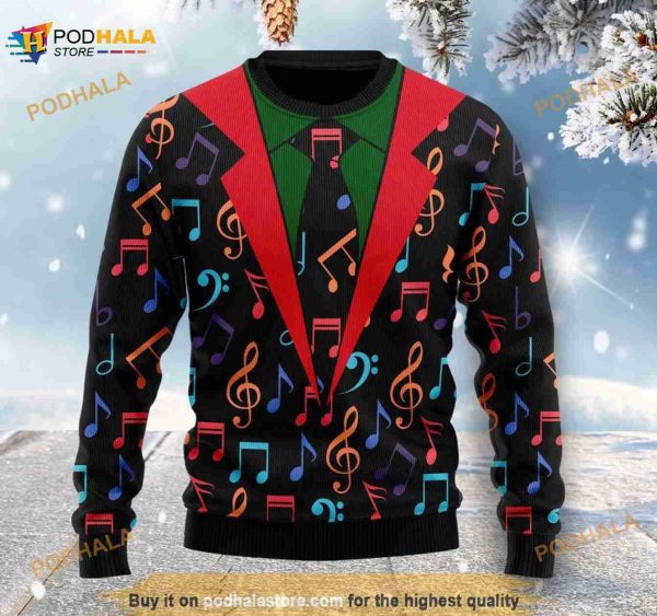 Colorful Music Notes Ugly Christmas Sweater