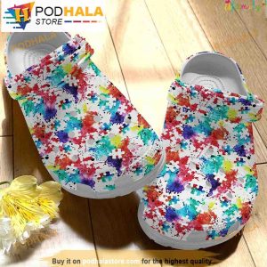 Colorful Puzzle Clogband 3D Crocs, Funny Crocs