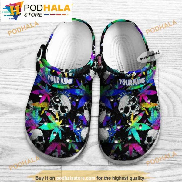 Colorful Skull Cannabis Clogband 3D Crocs, Funny Crocs