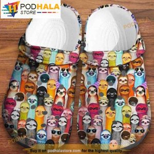 Colorful Sloth Pattern Clogband 3D Crocs, Funny Crocs