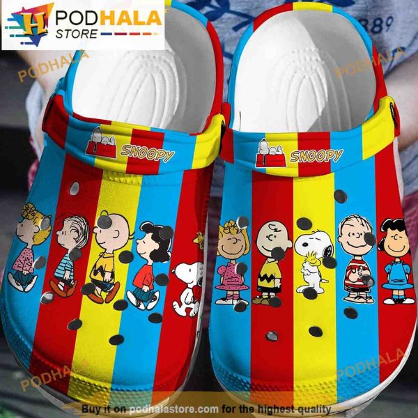 Colorful Snoopy Peanuts Clogband 3D Crocs Clog Shoes, Funny Crocs