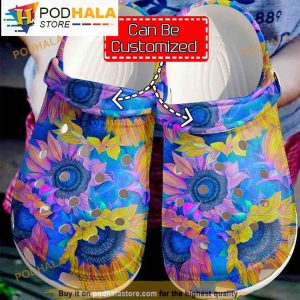 Colorful Sunflowers Hippie Clogband 3D Crocs, Funny Crocs
