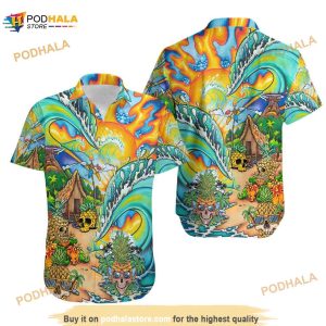 Colorfull Funny Hawaiian Shirt, Flowers Skull Funny Beach Hawaii Shirt