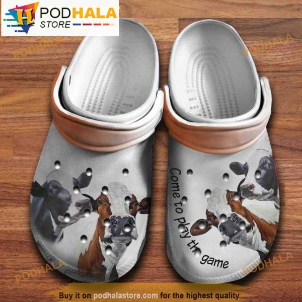 Come To Play The Games Cow Clogband 3D Crocs, Funny Crocs