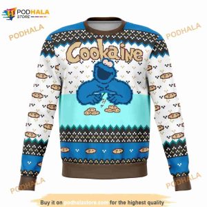Cookaine Monster Ugly Christmas Sweater, Funny Xmas Gifts