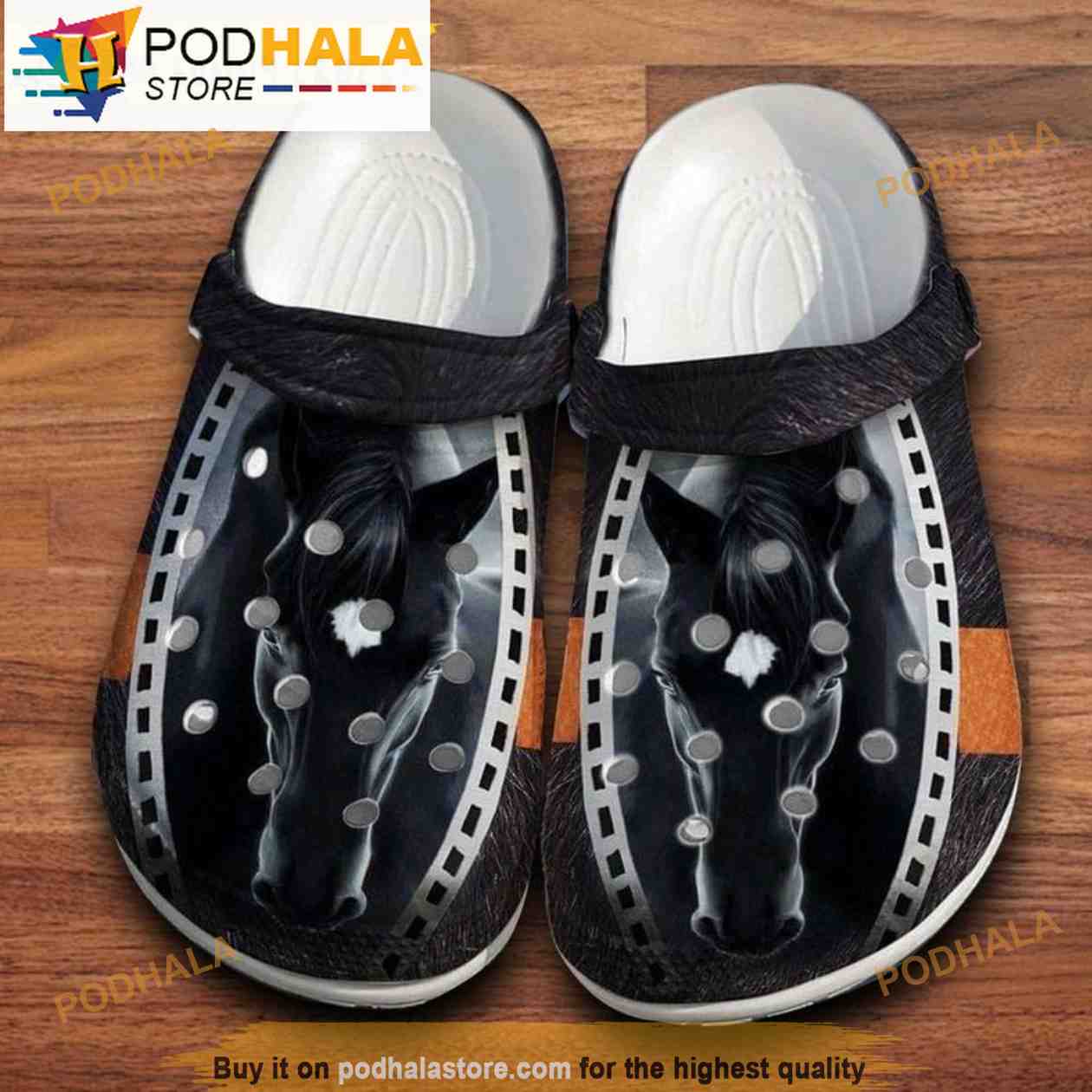 Cool Black Horse Clogband 3D Crocs, Funny Crocs Cool Black Horse Clogband 3D Crocs, Funny Crocs