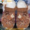 Cool Chicken Rooster With Brown Floral 3D Crocs Clog Shoes, Funny Crocs