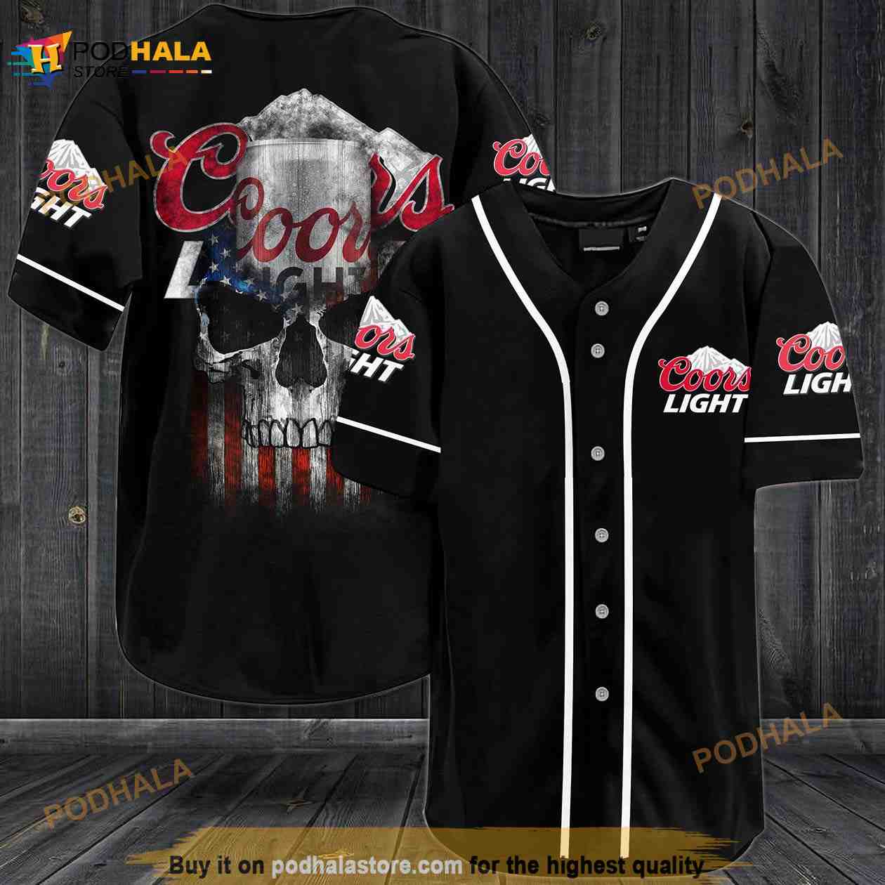 Coors Light Skull Baseball Jersey -  Worldwide Shipping