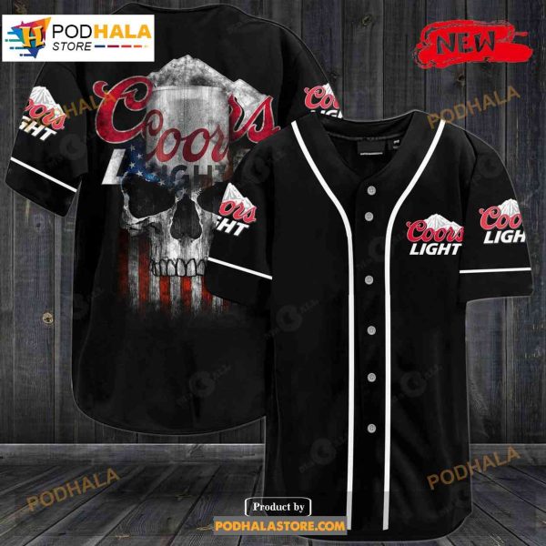 Coors Light Usa Flag Skull All Over Print Unisex Baseball Jersey
