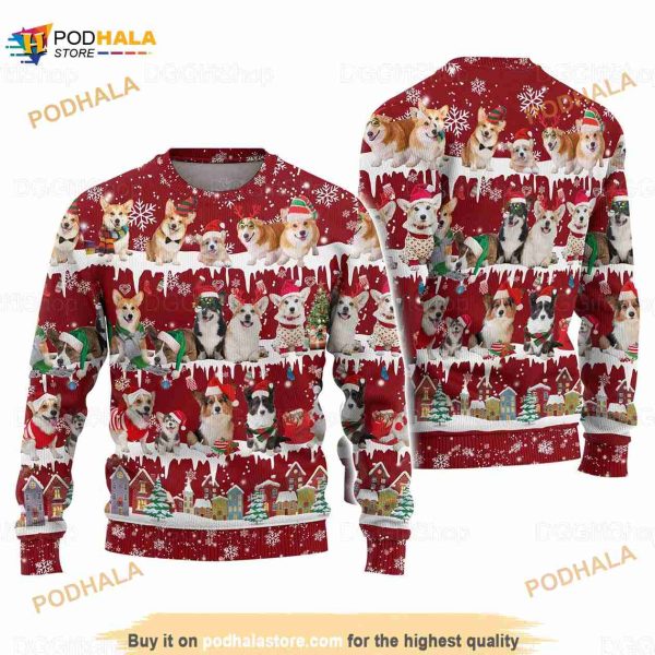 Corgi Christmas 3D Funny Ugly Sweater, Funny Xmas Gift For Corgi Lover