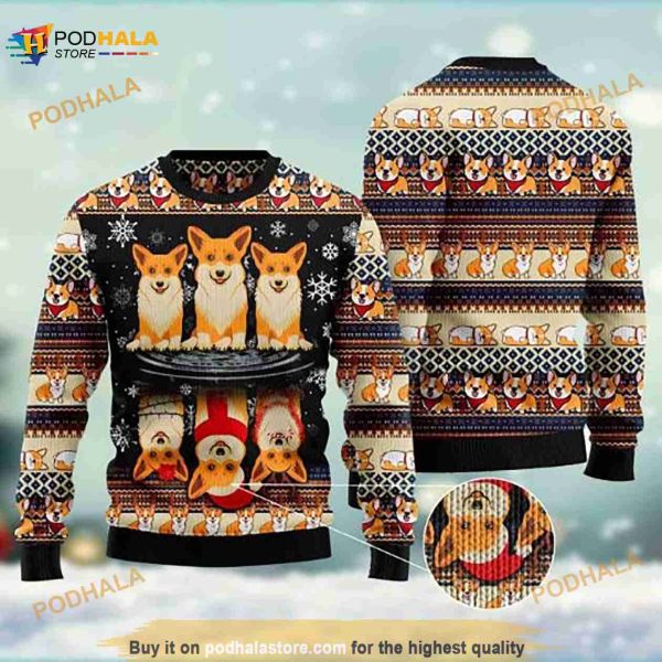 Corgi Dog Lovers Wool Knitted Christmas Sweater