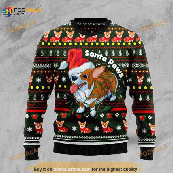 Corgi Noel Santa Paws Cute Ugly Christmas Sweater