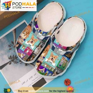 Corgi With His Bones Lovely Dog Clogband 3D Crocs, Funny Crocs