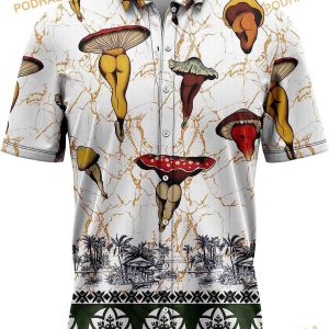 Cosy Store Mushroom Button Up Shirt, Mushroom 3D Hawaiian Shirt