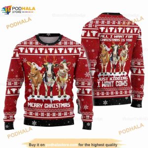 Cow Christmas Lights Sweater