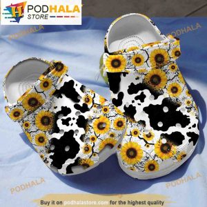 Cow Sunflowers Garden Clogband 3D Crocs, Funny Crocs