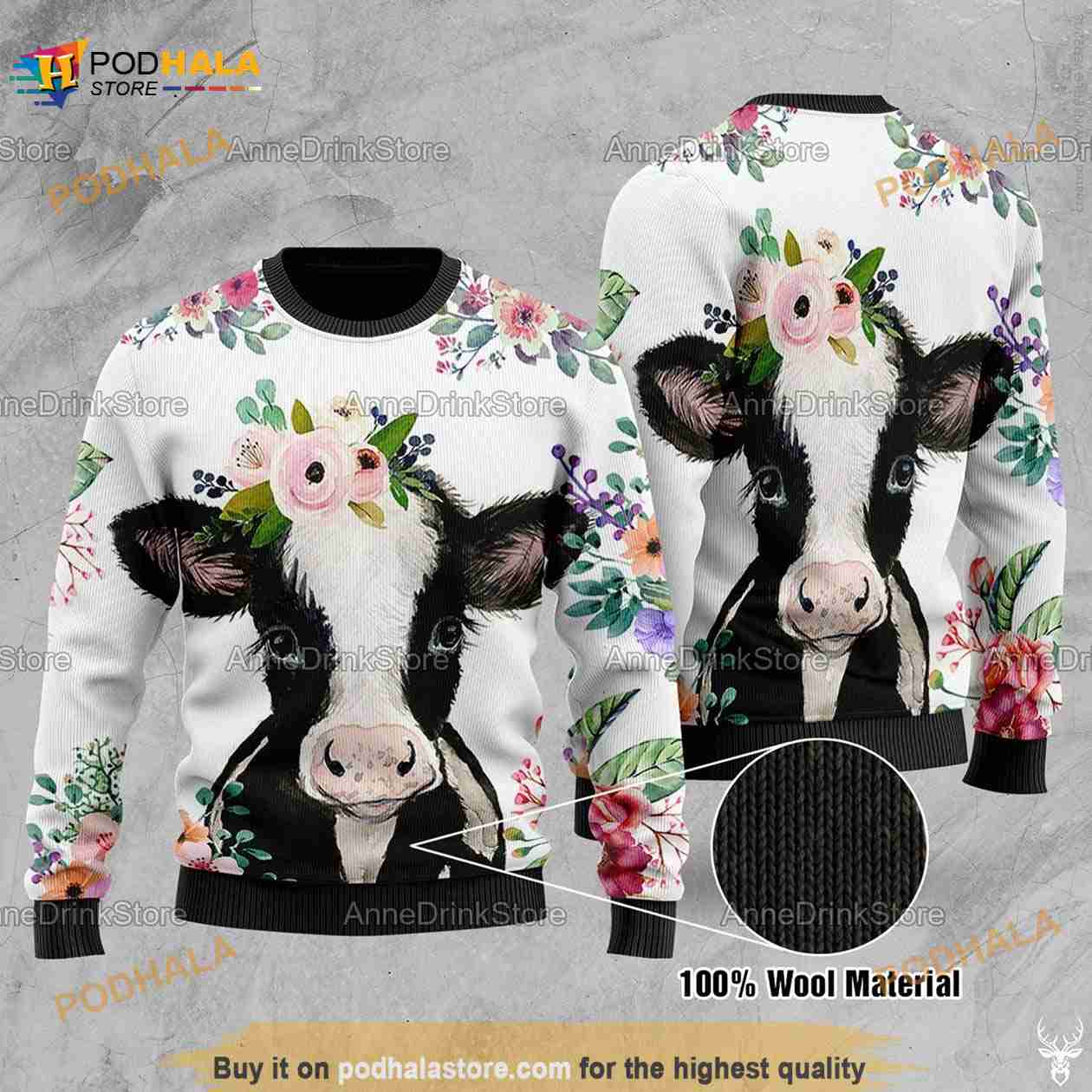 Cow Sweater, Heifer All Over Print Sweater, Farm Life, 3D Unisex Sweater Cow Sweater, Heifer All Over Print Sweater, Farm Life, 3D Unisex Sweater