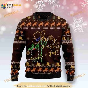 Cowboy Boots Merry Christmas Y'all Ugly Sweater