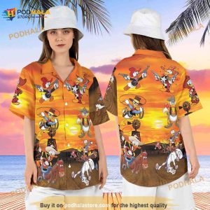 Cowboy Donald Duck Hawaiian Shirt, Disneyworld Donald Duck Western Hawaii Shirt