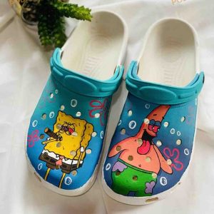 Crazy Patrick Star And Spongebob Clogband 3D Crocs, Funny Crocs