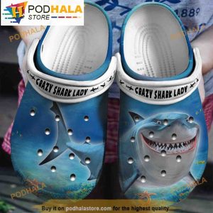 Crazy Shark Lady Funny Clogband 3D Crocs, Funny Crocs