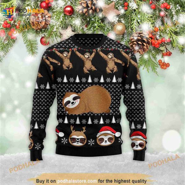 Crazy Sloth Christmas 3D Sweater