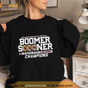 Crimson Oklahoma Sooners Three Peat Ncaa Softball National Champions Shirt 3