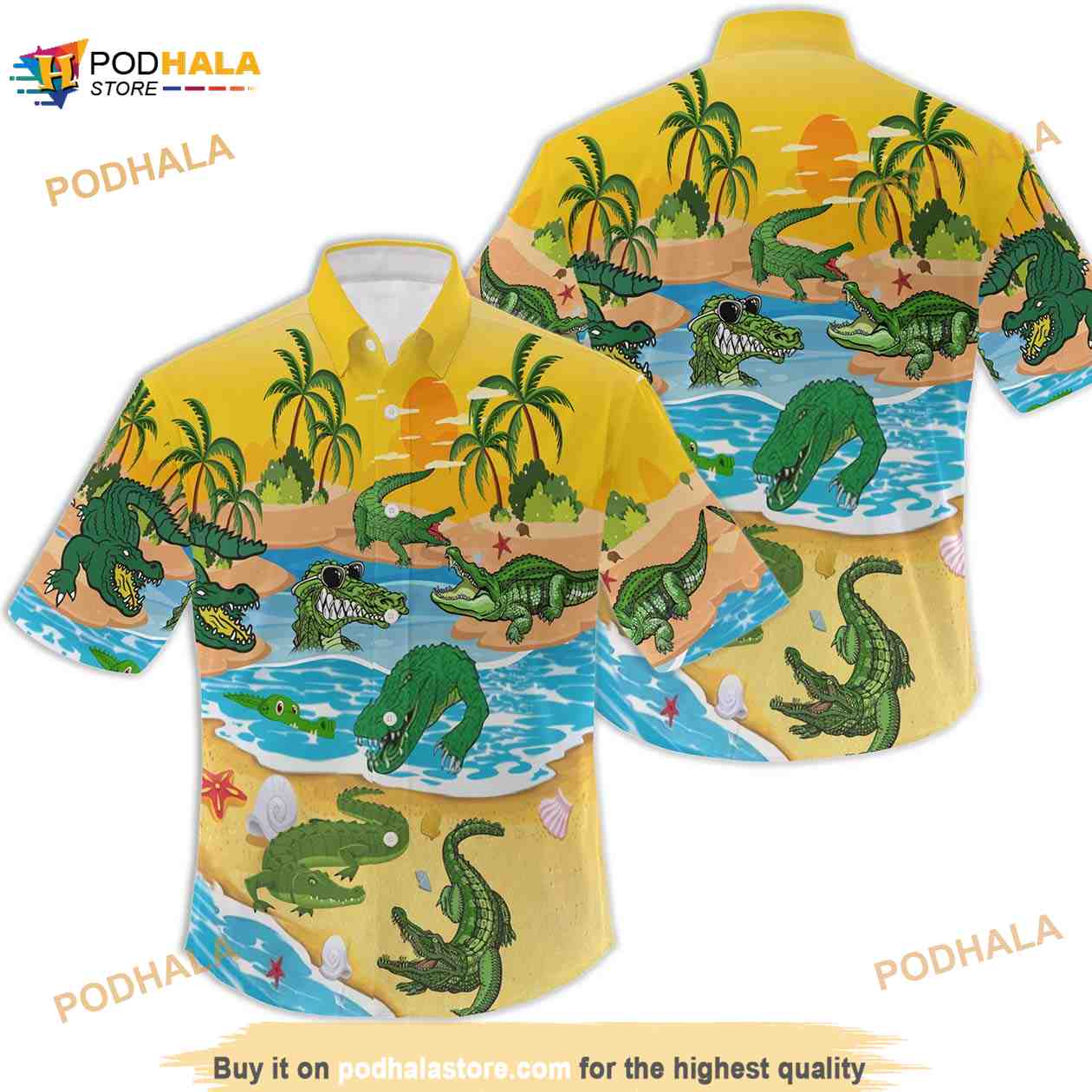 Crocodile Alligator On The Beach Funny Hawaiian Shirt Crocodile Alligator On The Beach Funny Hawaiian Shirt