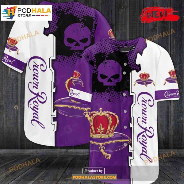 Crown Royal Skull All Over Print 3d Purple Baseball Jersey