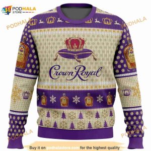 Crown Royal Whiskey Ugly Knitted Christmas 3D Sweater