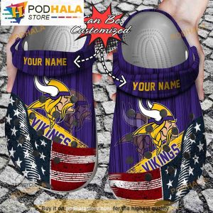 Custom America Flag Minnesota Vikings Clogband 3D Crocs
