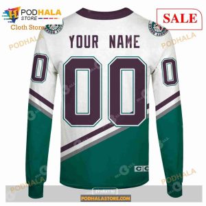 NHL Anaheim Ducks Custom Name Number Vintage Throwback Alternate Jersey  Pullover Hoodie