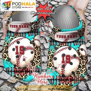 Custom And Number Leopard Baseball Clogband 3D Crocs Clog Shoes