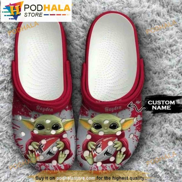 Custom Atlanta Falcons Baby Yoda Clogband 3D Crocs
