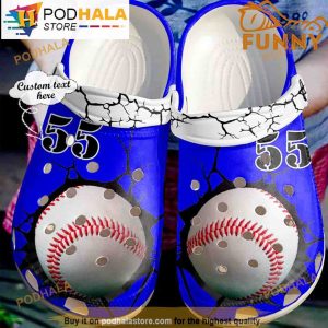 Custom Baseball Number Dark Blue Clogband 3D Crocs
