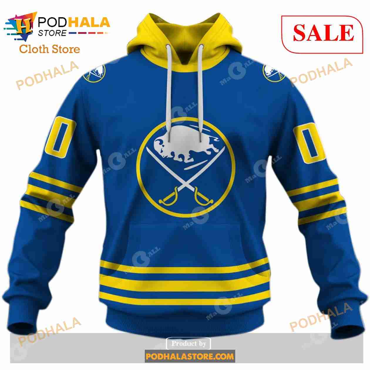 NHL Buffalo Sabres Custom Name Number Retro White Jersey Fleece Oodie