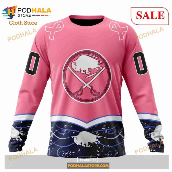 Custom Buffalo Sabres Unisex For Hockey Fights Cancer Sweatshirt NHL Hoodie 3D