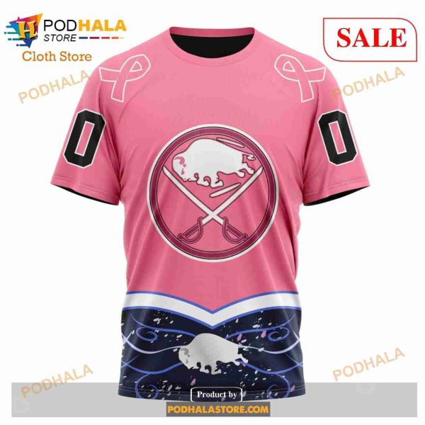 Custom Buffalo Sabres Unisex For Hockey Fights Cancer Sweatshirt NHL Hoodie 3D