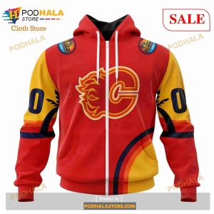 Custom Calgary Flames All Star Game Design With Florida Sunset Nhl Hoodie 3d 2