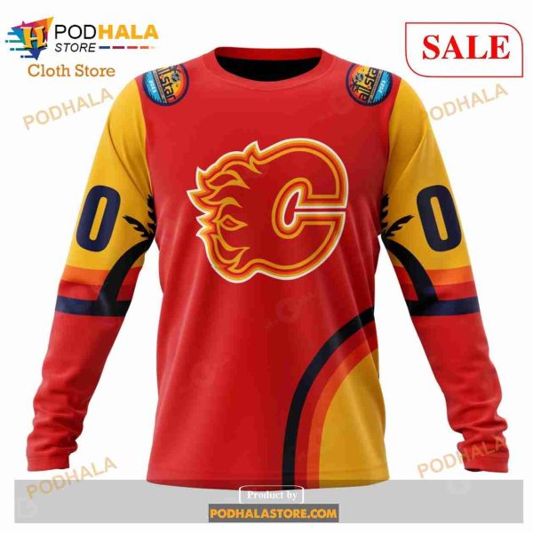 Custom Calgary Flames ALL Star Game Design With Florida Sunset NHL Hoodie 3D