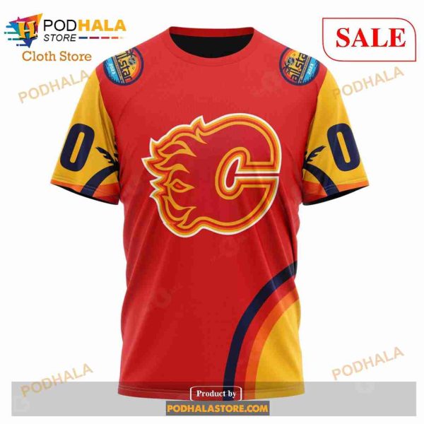 Custom Calgary Flames ALL Star Game Design With Florida Sunset NHL Hoodie 3D