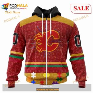 Custom Calgary Flames Fearless Aganst Autism Sweatshirt Nhl Hoodie 3d 2