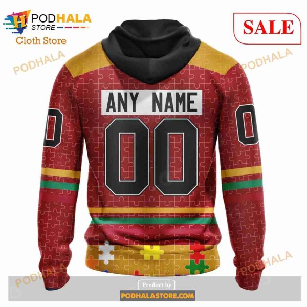 Custom Calgary Flames Fearless Aganst Autism Sweatshirt NHL Hoodie 3D