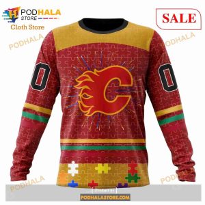 Custom Calgary Flames Fearless Aganst Autism Sweatshirt Nhl Hoodie 3d 4