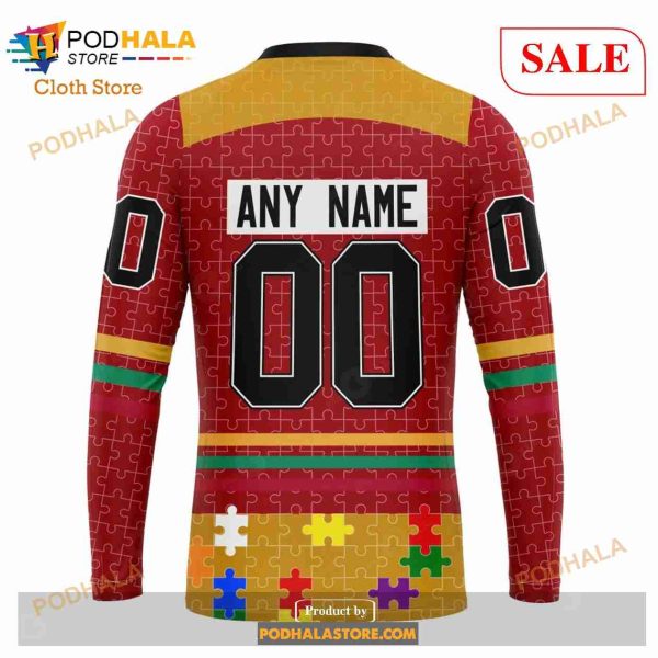Custom Calgary Flames Fearless Aganst Autism Sweatshirt NHL Hoodie 3D