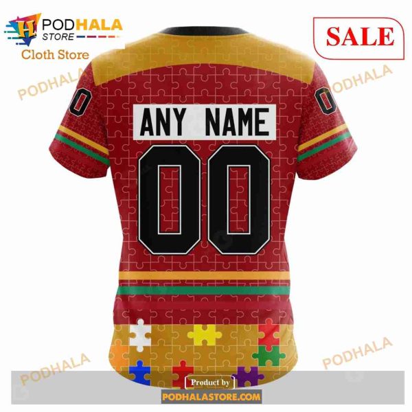Custom Calgary Flames Fearless Aganst Autism Sweatshirt NHL Hoodie 3D