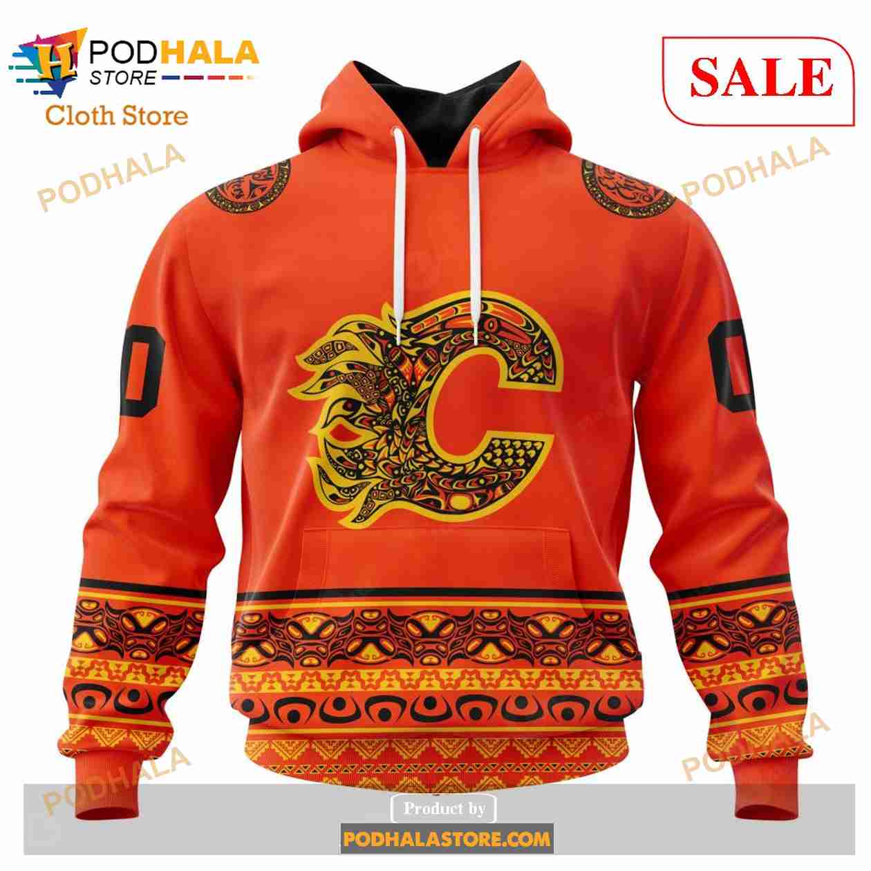 Calgary Flames Custom Name And Number Fight Cancer Hoodie Zip Hoodie For  Fans