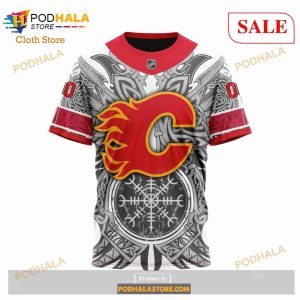 Custom Calgary Flames Norse Viking Symbols Sweatshirt Nhl Hoodie 3d 5