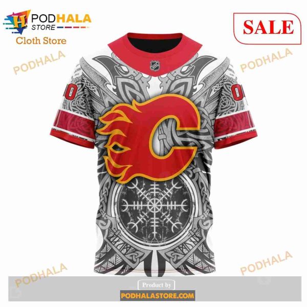 Custom Calgary Flames Norse Viking Symbols Sweatshirt NHL Hoodie 3D